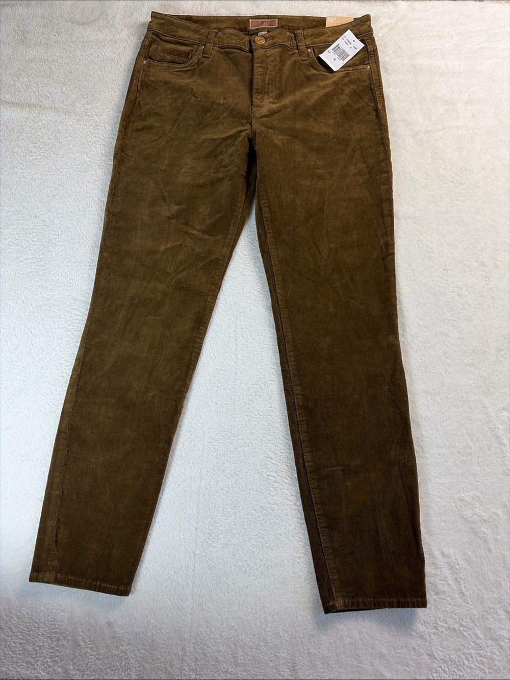 Kut From The Kloth Diana Skinny Pants Womens Size 10 Brown Corduroy NWTS